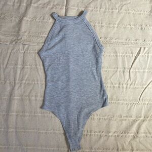 American Eagle Outfitters Gray Bodysuit with High Halter Neckline